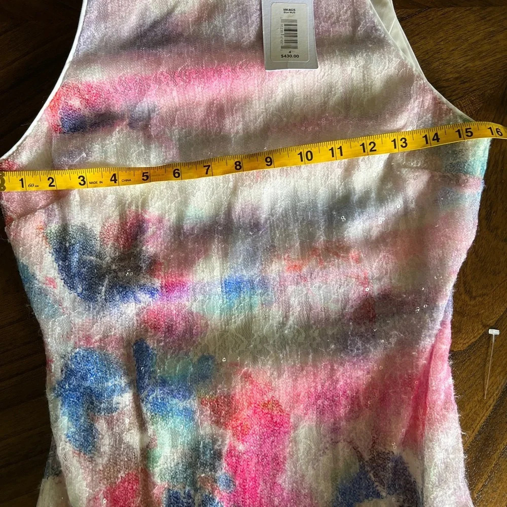One33 Social Women’s Size 4 Pink Blue Floral Sequin Cutout Mini Dress New — image 7 of 8